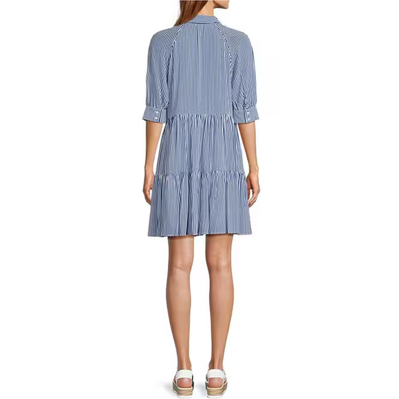 A Loves A Girls Shirt Dress Size Medium Striped Point Collar 3/4 Cuffed Sleeve - Picture 2 of 11